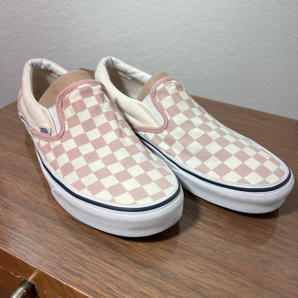 Blush Vans Checkerboard Slip-On Classics